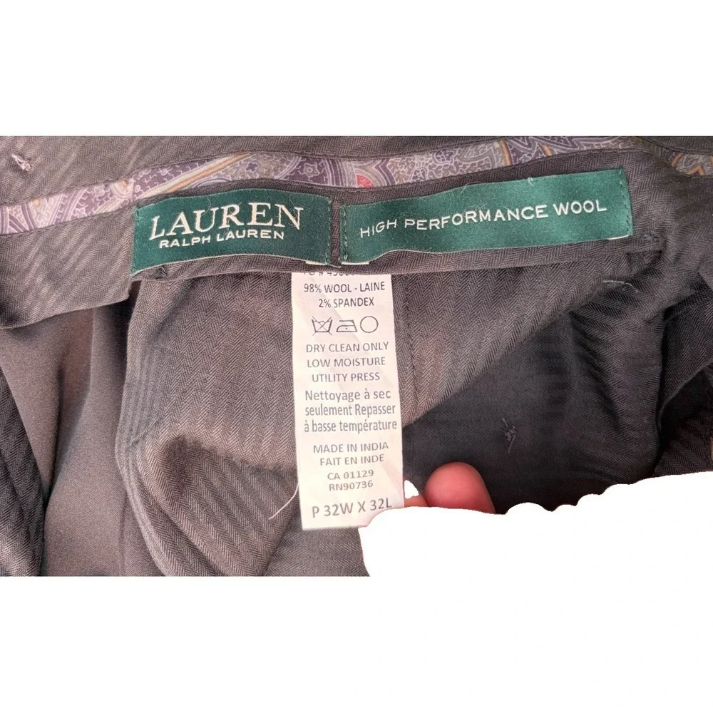 Lauren Ralph Lauren High Performance Wool Dress Pants Gray 32x32 Pleated